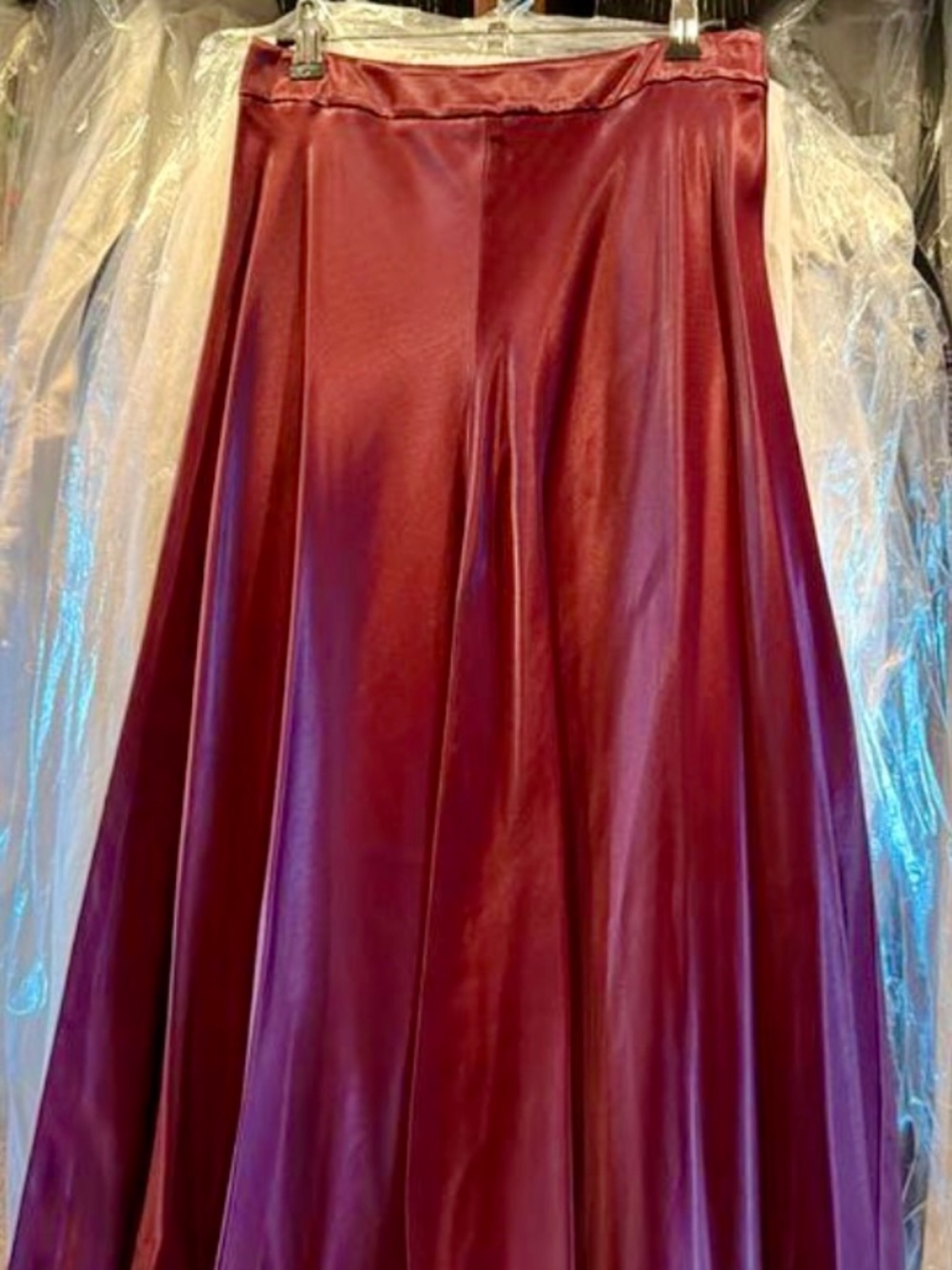 Zara Maroon Satin Midi Skirt, Small